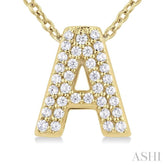 1/10 Ctw Bubble Accent Initial 'A' Round Cut Diamond Fashion Pendant With Chain in 10K Yellow Gold
